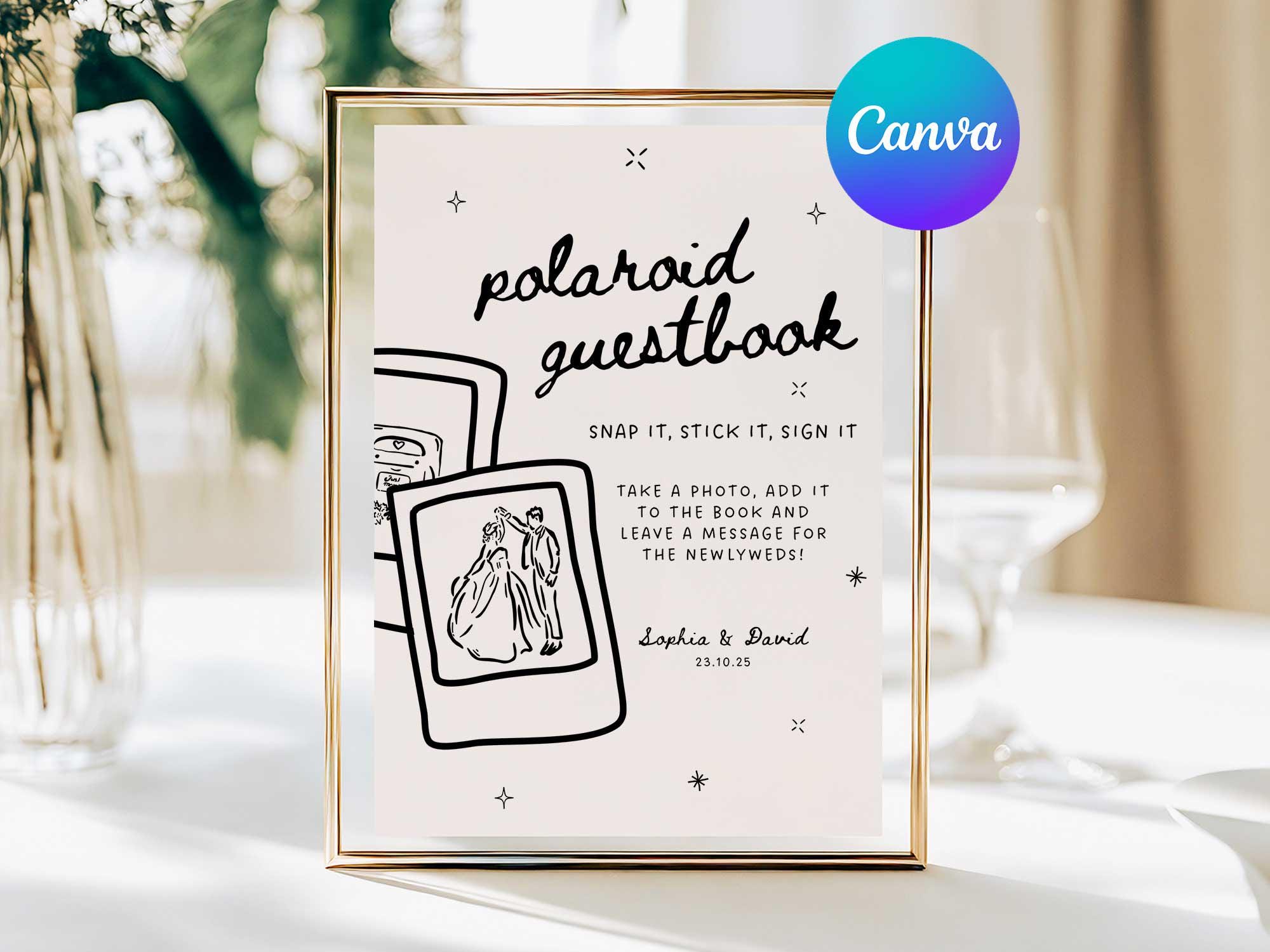 Polaroid Guest Book Sign, Instax Guest Book Wedding Sign, Whimsical Photo Guest Book Sign, Modern Polaroid Photo Book Sign, Edit Canva 