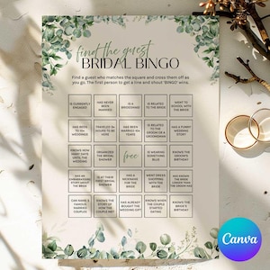 Bingo para encontrar invitados, Bingo para despedidas de soltera, Bingo para bodas, Juego para despedidas de soltera, Juego para despedidas de soltera, Ideas para despedidas de soltera, Editar en Canva