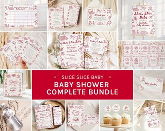 Slice Slice Baby Shower Bundle, Special Delivery Italian Pizza Theme, Whimsical Baby Shower Games and Signs, Editable in Canva