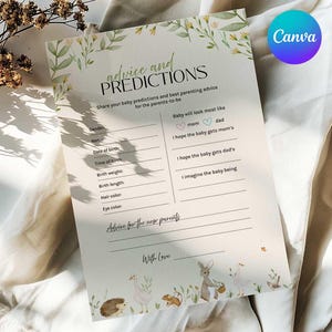 Conseils et prédictions Carte de baby shower, Carte de prédictions de bébé, Conseils de bébé et jeu de prédictions, Idées de baby shower, Souhaits pour les parents