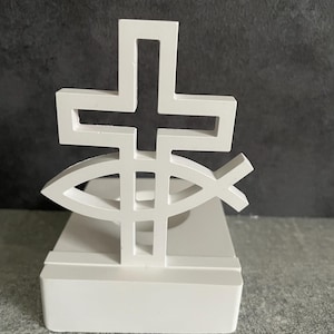Cross with fish symbol | Confirmation | Communion | Christian festivals | Decoration Raysin | Baptism
