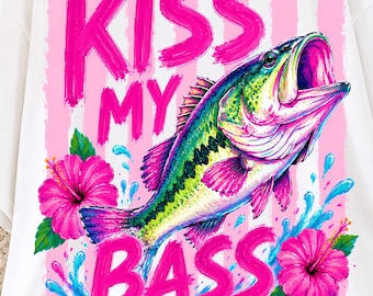 Bacia il mio basso PNG, Pesca divertente PNG, Pesce basso preppy PNG, Pescatrice mamma PNG, Giornata al lago PNG, Design per sublimazione di pesca estiva, Amante dei pesci PNG