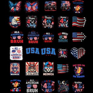 30 Retro 4th of July PNG Bundle: USA Patriotic Designs (Digital Download)