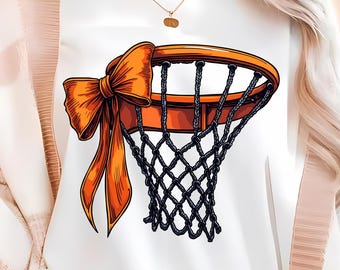 Game Day Coquette Bow Basketball PNG (Digital Download)