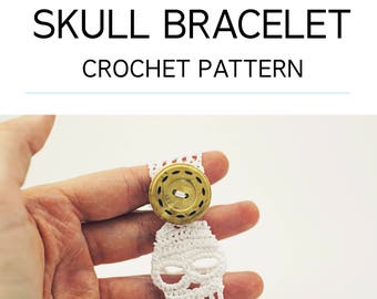 Skull Bracelet / Crochet / Pattern / Jewelry / Halloween / DIY