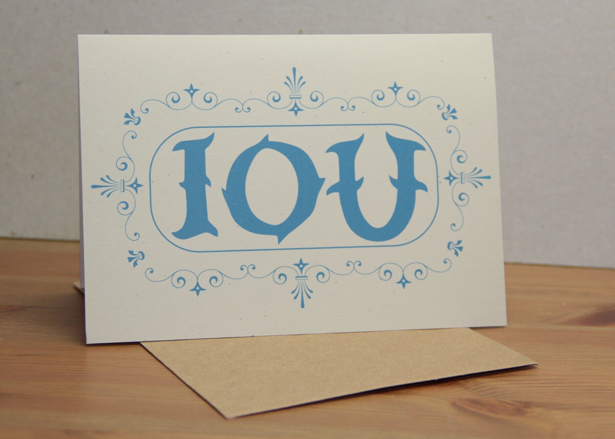 I O U | Greeting Card | I Owe You - Etsy