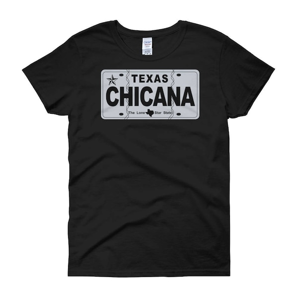 Chicana Texas License Plate Men's T-Shirt - Vintage Lowrider Culture