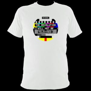 Camiseta A Revolução Não Será Televisada GT276 Estilo Unissex 100% Algodão Branco