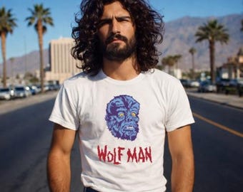 Camiseta Wolf Man SS193 Unisex con estampado gráfico 100% algodón blanco