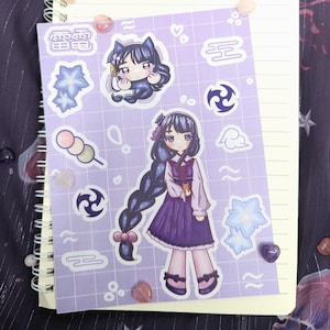Planches d'autocollants/stickers Kawaii Genshin Impact | Raiden Ei