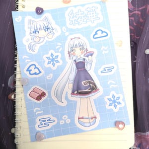 Planches d'autocollants/stickers Kawaii Genshin Impact | Ayaka