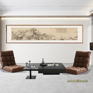 中国のアンティークマイル山芸術、ミニマルな東アジアの山芸術、シルクの筆絵、アーカイブアートのレプリカ、宋代