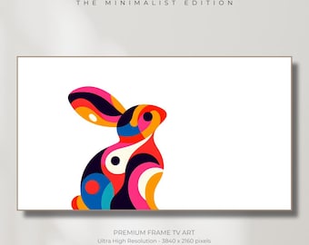 Cornice colorata con coniglietto, decorazione pasquale minimalista (download digitale)