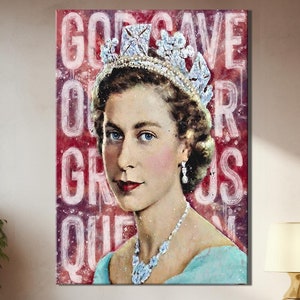 GOD SAVE Queen Elizabeth  Canvas Print |Queen Elizabeth  Roll Canvas | Wall Art, Posters, Home Decor, Pictures, Paintings, Photos