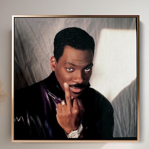 Eddie Murphy Middle Finger Canvas Wall Art, Funny Comedy Legend Print, Retro Pop Art Decor