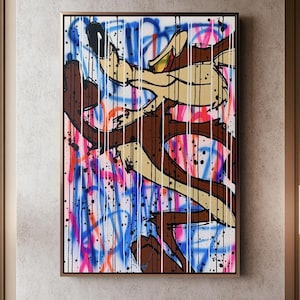Graffiti Pop Art Wile E. Coyote Looney Tunes Cartoon Pop Art Canvas, stampa artistica di cartoni animati audaci, decorazione murale unica per casa o ufficio