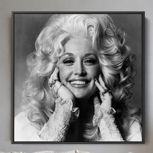Impression sur toile Dolly Parton, affiche noir et blanc célèbre chanteur de musique country emblématique, toile de photographie vintage rétro,