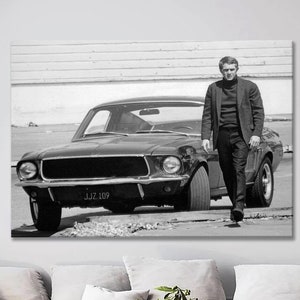 Steve Mcqueen Ford Mustang Bullitt Movie - Canvas Wall Art Framed Print