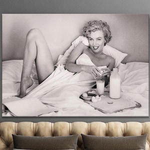 Marilyn Monroe&#39;s breakfast in bed Canvas Print | Marilyn Monroe Roll Canvas | Wall Art, Posters, Home Decor, Pictures, Paintings, Photos