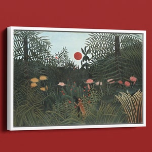 Henri Rousseau Jungle Forest Canvas Print - Vintage Nature Art - Lush Tropical Landscape Wall Decor for Home or Office
