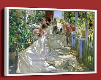 帆の修繕 - ホアキン・ソローリャ・イ・バスティーダの手描きの油絵