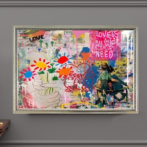Banksy Couple Canvas Wall Art Canvas Design Ready To Hang Decoration Trendy Graffiti Canvas Art Graffiti Wall Art Street Art Pop Art