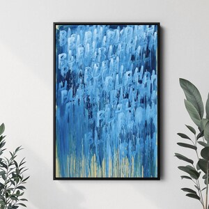 Abstract Blue Blash Canvas Wall Art, Modern Art, Blue and White Abstract Painting, Contemporary Art for Living Room, Ready to Hang