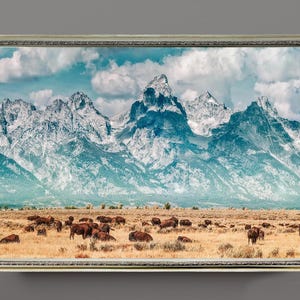 Grand Teton National Park Leinwand Wandkunst, Moderne gerahmte oder Vintage gerahmte Leinwandkunst, Berglandschaft Dekor