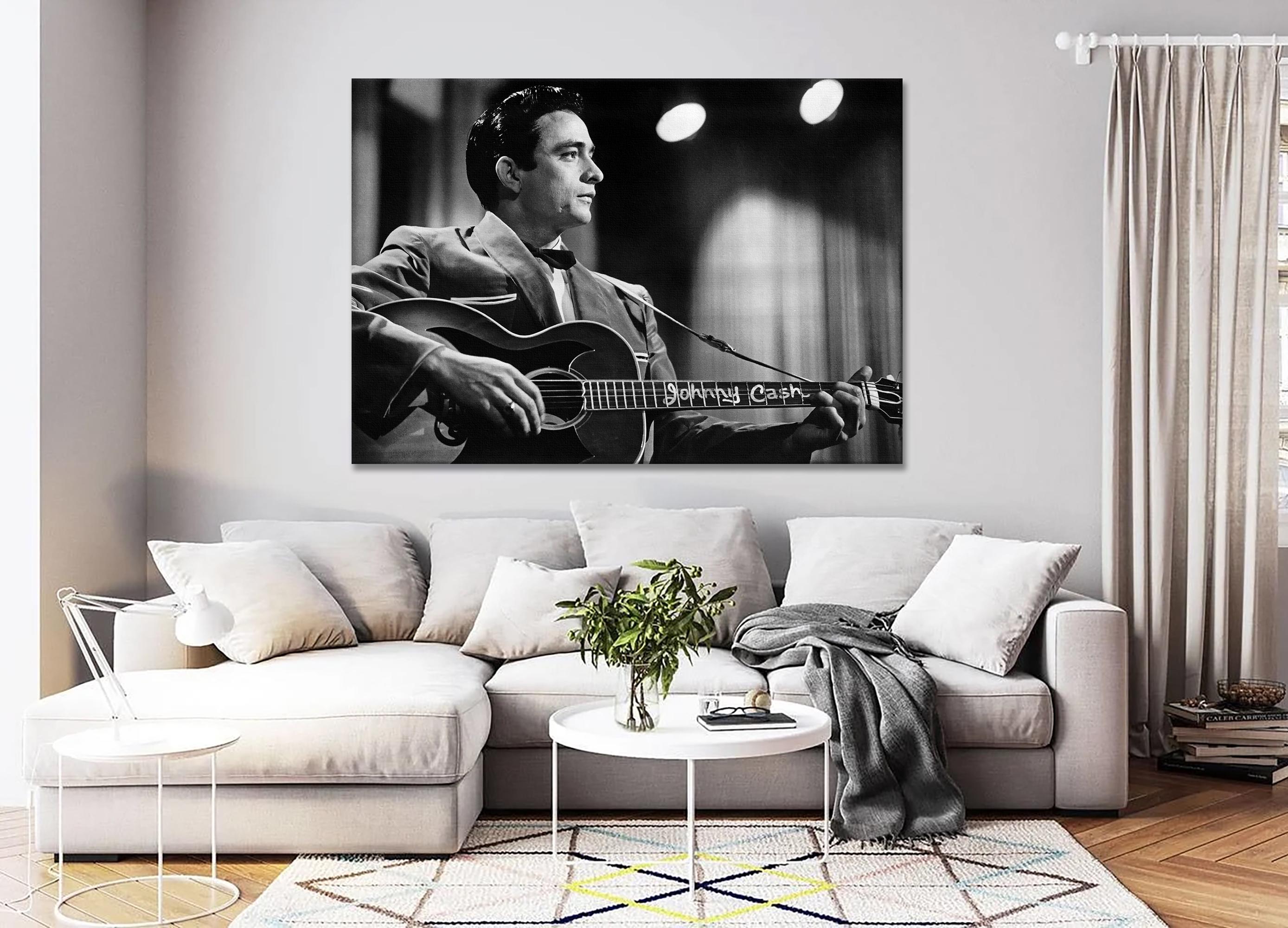 Nachic Wandbild Musik – Schwarz-Weiß Gitarrenspieler, 4-teilige Leinwand, 30,5 X 61 Cm & 30,5 X 81,3 Cm