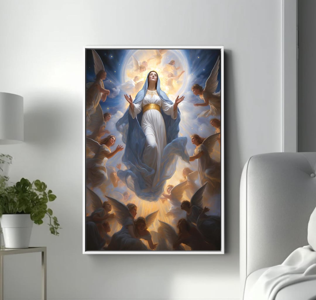 Heavenly Assumption of the Virgin Mary Canvas Wall Art, Virgin Mary and ...