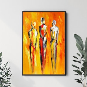 Abstract African Woman Canvas Wall Art, Framed Bold Portrait Print, Vibrant Afro Woman Artwork, Modern African Art Decor