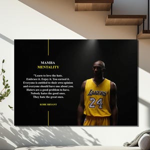 Kobe - Mentality Canvas Wall Art, Motivational Quote Print, Inspirational Canvas Decor, Kobe Bryant Poster, Legend Wall Art, Office Decor