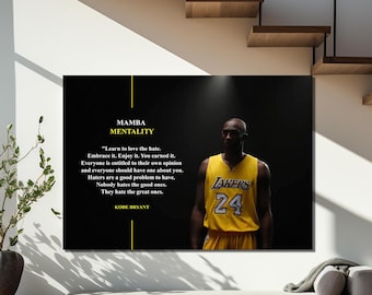 Kobe - Mentality Canvas Wall Art, Motivational Quote Print, Inspirational Canvas Decor, Kobe Bryant Poster, Legend Wall Art, Office Decor
