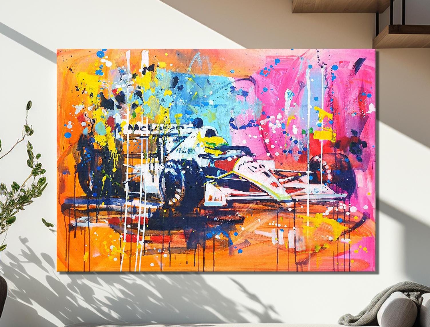Tableau Toile Moderne Ayrton Senna F1 McLaren – Décoration Murale Style Sport Automobile Pour Bureau Ou Salon