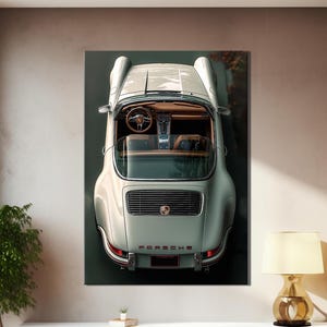 Arte murale su tela Porsche Classic, stampa di auto sportive Porsche, poster Porsche d'epoca, decorazione murale automobilistica, arte su tela di auto d'epoca