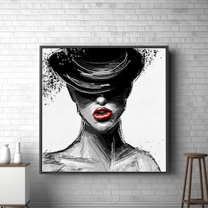 Hand Painted Abstract Woman Art Canvas Wall Art, Modern Abstract Portrait, Bold Female Artwork, Unique Wall Decor for Home