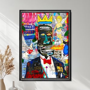 King of Bright – Large Graffiti Style Pop Art Canvas, Colorful Urban Wall Art, Bold Original Painting, Ready to Hang Modern Decor