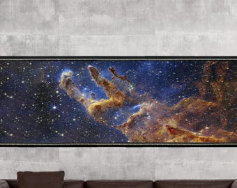 James Webb Säulen der Schöpfung Leinwanddruck, James Webb Weltraumteleskop, Nasa Dying Star Space, kosmische Klippen Wandkunst, Galaxien und Sterne