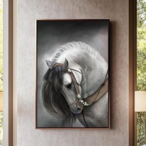 Horse Canvas Print, Animal Canvas Print, Black White Horse Canvas Painting, Ready to Hang