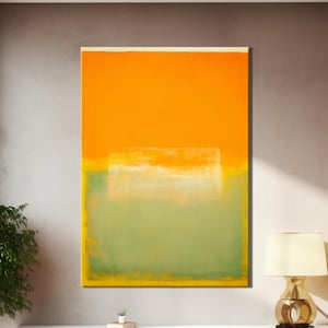 Abstract Painting with Yellow and Green Hues, Colorful Artistic Canvas Wall Art