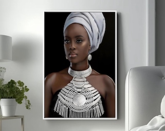Moderne Afrikaanse Vrouw Schilderij Wall Art Poster Woondecoratie Voor Woonkamer, Afrikaanse Vrouw Canvas, Etnische Dames Kunst, Afrikaanse Dame