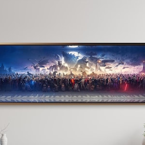 Blockbuster Fine Art Panorama Canvas Print, 150 Movie Blockbuster Characters Panorama, Movie pano on canvas, Eye Catcher Movie Fan Gift