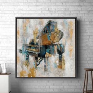 piano music painting, print of piano painting, extra large wall art, wall art canvas design, framed canvas ready to hang