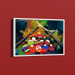 Billiards Canvas Art, Billiards Room Decor, Billiards Wall Art, Vintage Pool Table Wall Art, Game Room Decor, Framed Canvas Print