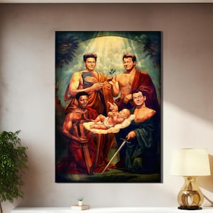 Vintage Ghostbusters Fabulous Four Canvas Wall Art, Fettucine Painting Print, Movie Collector&#39;s Poster Artwork, Canvas Ready to hang