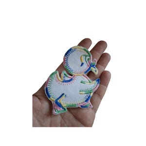 Duck EMBROIDERED Iron on Patch for Applique Cute Cartoon Duck Patch with Glasses Embroidered Iron-On or Sew On Applique for Kids Clothes