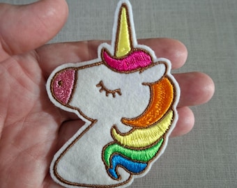 Iron On Unicorn Patch, Magical Rainbow, Pastel Pink, Girl's Party, Jacket, Craft Project, Embroidery, Cute Badge, Decorative, Backpack