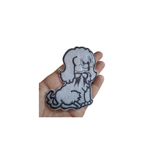 HUND EMBROIDERED Aufnäher für Applikationen Niedlicher Cartoon Hund Patch mit Brille Gesticktes Aufbügeln oder Aufnähen für Kinderkleidung