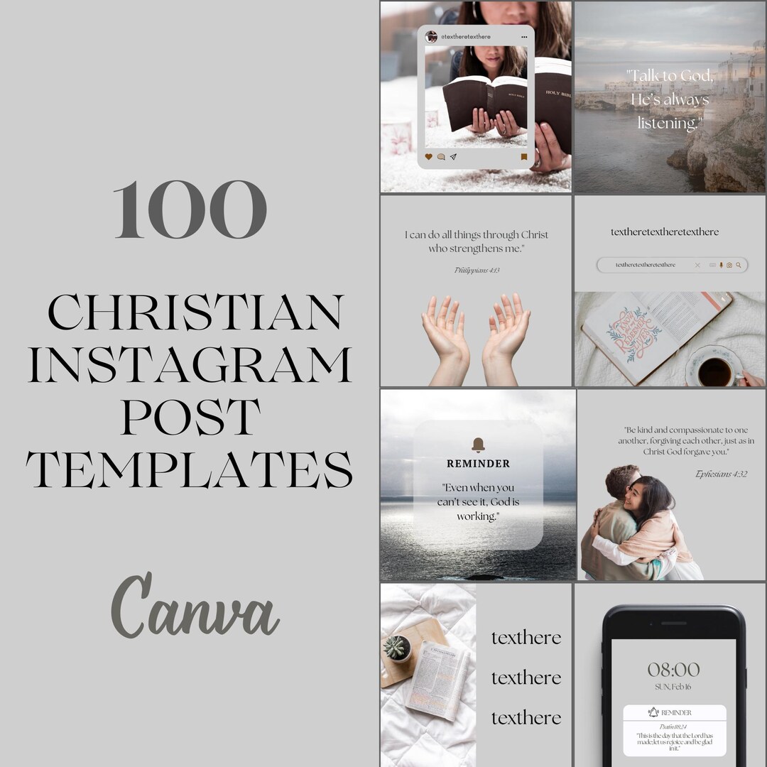 100 Grey Christian Instagram Post Templates Faith Instagram Templates ...