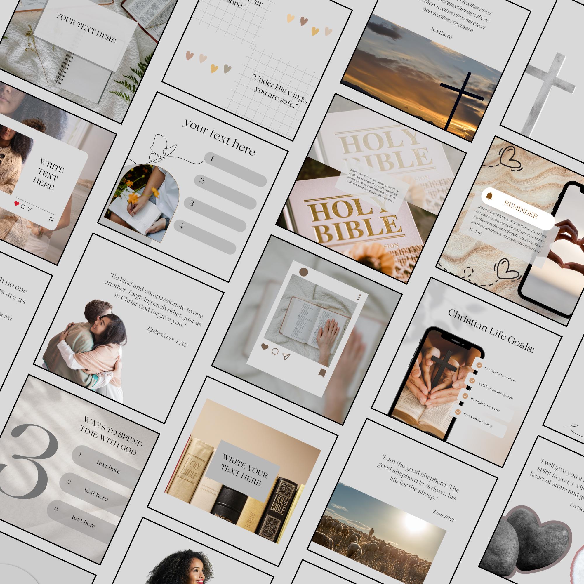150 Christian Instagram Post Templates Grey Faith Instagram Templates ...